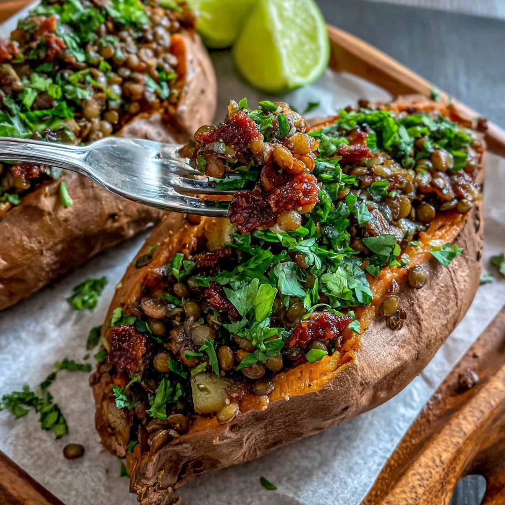 Lentil Stuffed Sweet Potatoes
