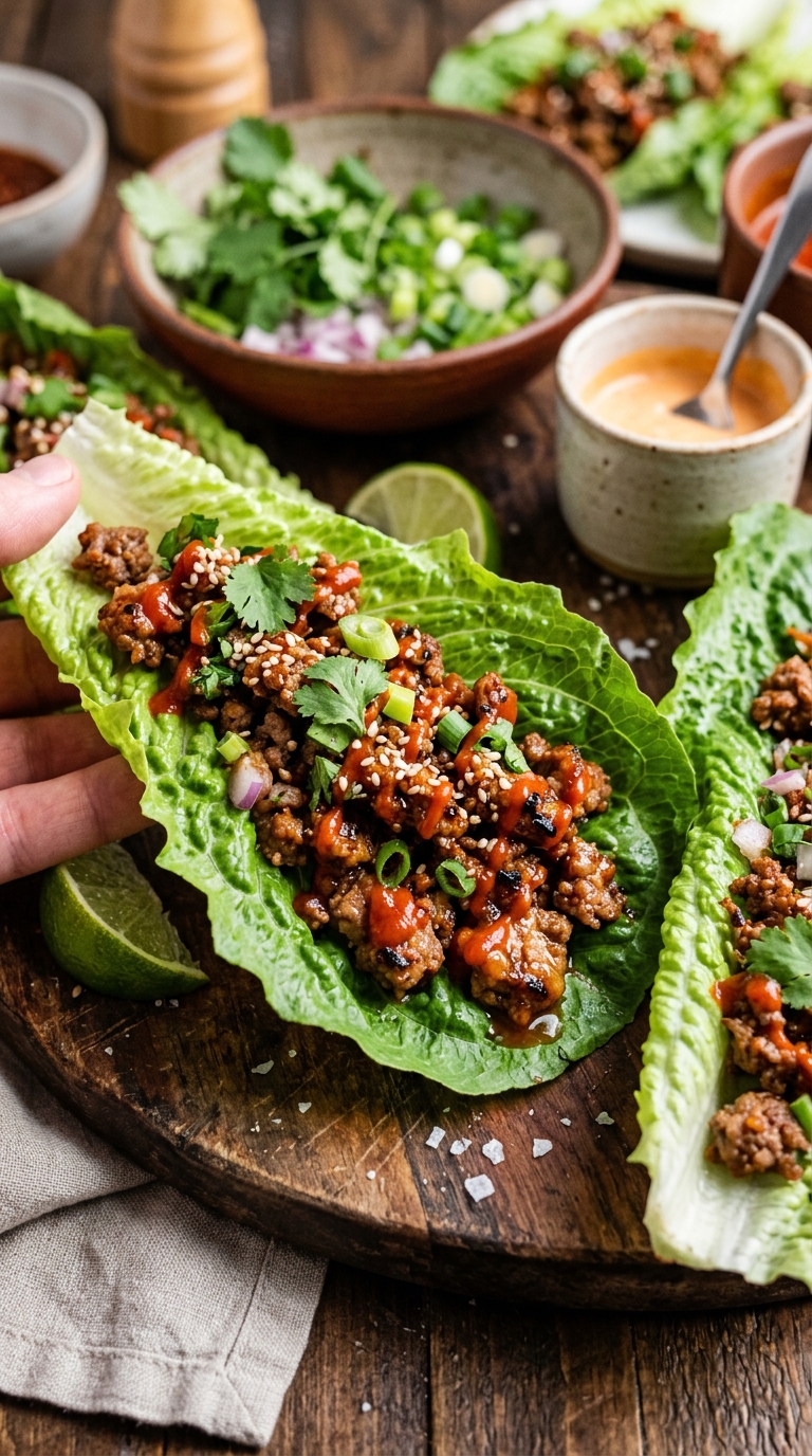 Sriracha Hamburger Meat Lettuce Wraps