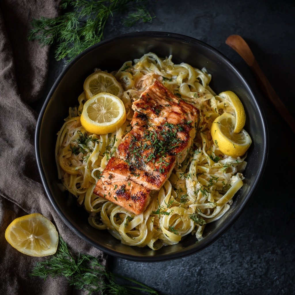 Garlic-Lemon Salmon Pasta Bowl